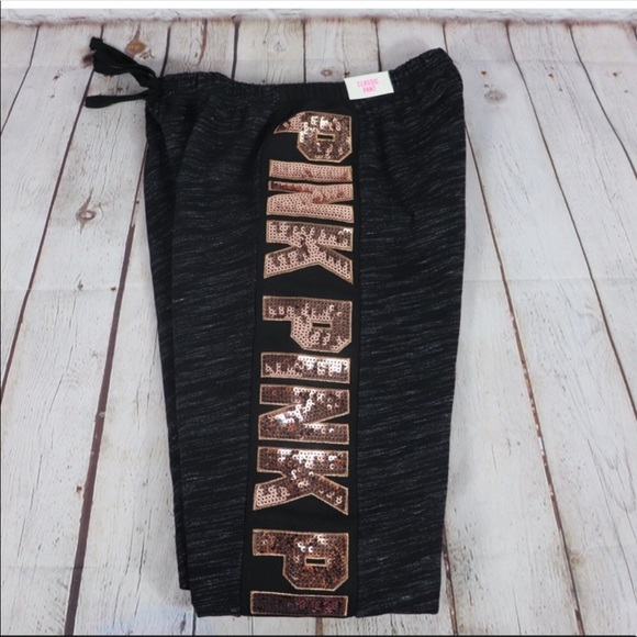 VS PINK Bling Classic Pants Rose Gold Sequins Marl - Picture 7 of 7